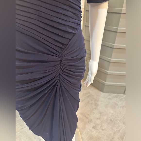 Tafashi Shoji Womens Navy Mesh Draped Dress Size M - Picture 2 of 10